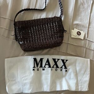 Monsac Originals Handbag Drk Brown Woven Braided Leather Tassels Monshin Coa